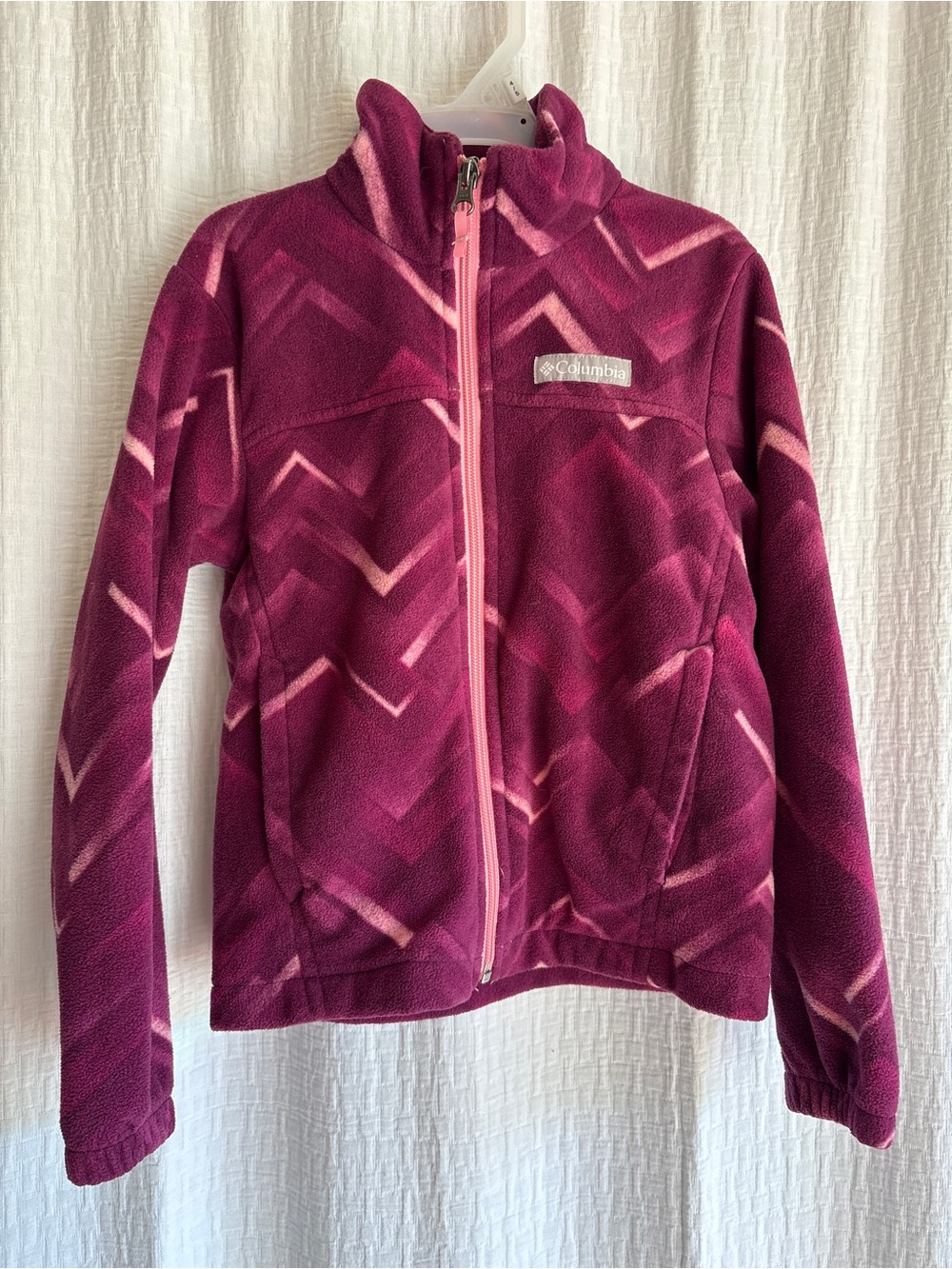 Columbia Girls' Magenta Chevron Fleece Jacket